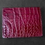 Бордо картхолдър крокодилска кожа