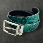 Зелен колан кожа от питон