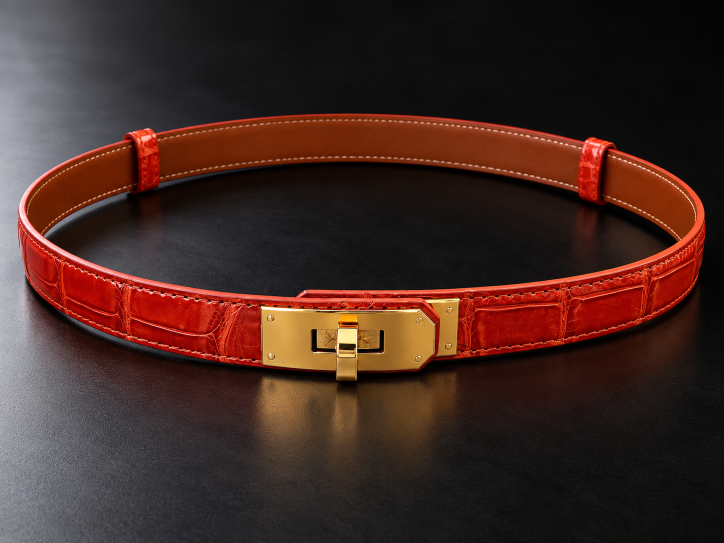 Luxury Red Crocodile Belt Ring